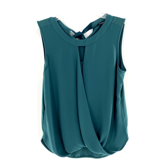 41 Hawthorn Clearwater Women Surplice Sleeveless Blouse Keyhole Neck Green Sz PS - Picture 1 of 12